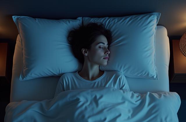 Person sleeping peacefully in a comfortable bed