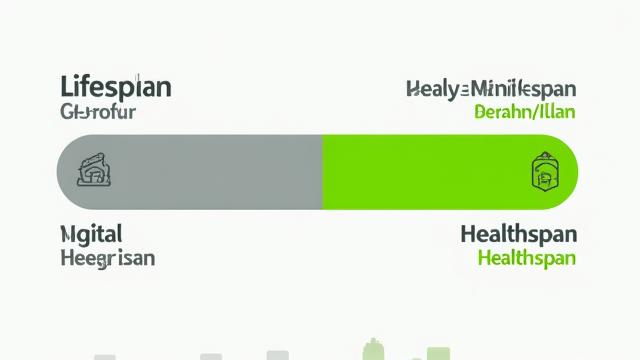 Infographic explaining the difference between lifespan and healthspan, emphasizing quality years.