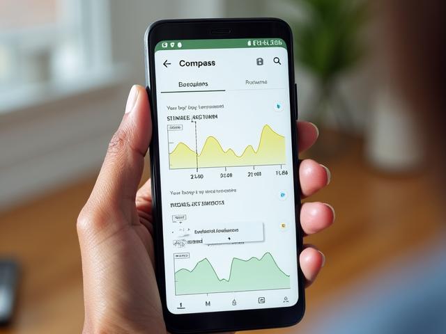 Sage Compass app on a phone showing live glucose graph with annotations